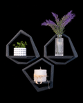 Charcoal Geometric Wall Shelves – Set of 3